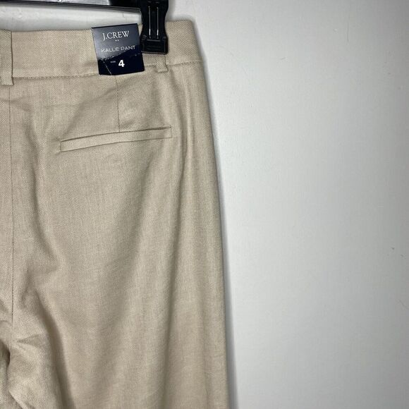 J.CREW Kallie Pants Women 4 Beige Linen Blend Straight Leg NEW Stretch BY761 - Picture 7 of 14